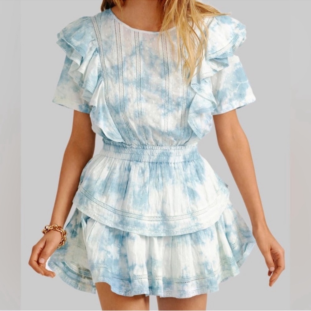LoveShackFancy Blue Tie-Dye Dress